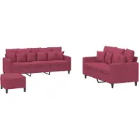 Syfax Ensemble de canapés 3 pcs avec coussins Rouge bordeaux Velours