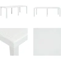 vidaXL Table de jardin blanche 220 x 90 x 72 cm plastique aspect rotin - Table de jardin - Tables de jardin - Outdoor Table