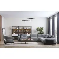 JV Möbel Canapé gris Canapé d'angle textile Fauteuil de luxe Ensemble JVmoebel