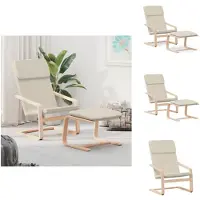 vidaXL Fauteuil de relaxation avec pouf Tissu Crème - Fauteuil