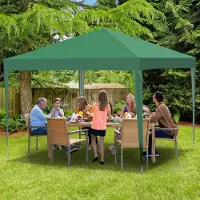 HENGDA Pavillon Pliable 3x3m Vert Tente de réception protection UV réglable en hauteur avec sac de transport, pour extérieur jardin camping Sans parois latérales