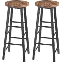 Merkloos Tabourets de bar hauts – Marron – Bois – Hauteur d'assise 71 cm – Lot de 2 – Tabourets de bar sans dossier – Cuisine / Salle à manger