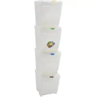 The Living Store Poubelle empilable 4 pcs. Blanc 100 L Polypropylène