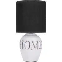 Ed Brubaker Lampe de table ou de chevet Home - Lampe de table avec pied en céramique et abat-jour en tissu - 30,5 cm de hauteur, Blanc Gris