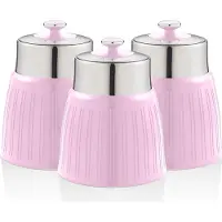 Swan SWKA1024PN Set rétro 3 boîte de rangement 1,2 L étanche, épices thé café design vintage rose