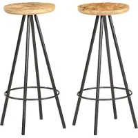 Syfax Tabourets de bar lot de 2 bois de manguier brut