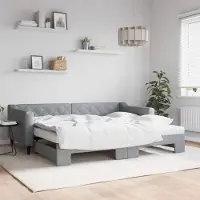Prolenta Maison Exclusive - Canapé-lit convertible avec matelas, gris clair, 90 x 200 cm, tissu