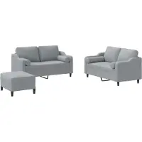 Syfax Ensemble de canapés 3 pcs coussins gris clair tissu