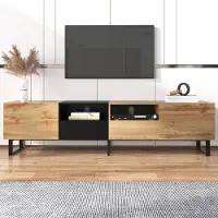 Merax TV-Lowboard chêne sauvage Armoire TV avec quatre tiroirs, Table TV Lowboard en bois, vintage industriel, largeur 190cm