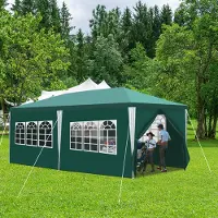 HENGDA Pavillon tente de jardin - Tente de plage pratique, montage facile avec Easy-Klett, idéale pour les fêtes Vert 3x6m