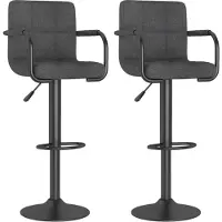 Syfax Tabourets de bar lot de 2 gris foncé tissu