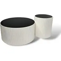 AEA Exklusiver Couchtisch Schwarz-Weiß Holz Moderne Luxus Möbel Sofatisch 2tlg