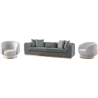 AEA Salon gris-blanc Ensemble de sièges embourrés Canapés 4 places Fauteuils