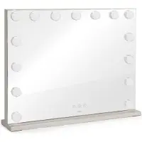 Livoo Miroir de Maquillage Hollywood DOS207, 56 x 44 cm, 15 LEDs, 3 Modes Lumineux, Blanc