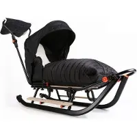 Sonstiges Luge luge pour enfants avec chancelière d'hiver Dossier en métal Siège en bois Luge en métal ; Noir