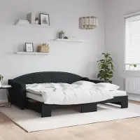 Prolenta Maison Exclusive - Canapé-lit convertible avec matelas noir 90 x 200 cm en tissu