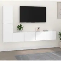 Prolenta Maison Exclusive - Ensemble de 4 meubles TV blancs en bois composite