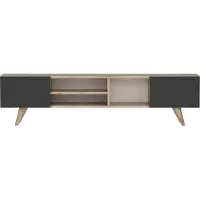 En.casa [] Armoire TV Assens 160x31x40cm chêne et noir