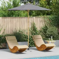 Prolenta Parasol de jardin exclusif, diamètre 270 cm, hauteur 260 cm, structure en bambou, forme ronde, couleur gris foncé