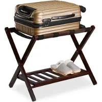 Northix Porte-bagages pliable en bois avec 2 étagères