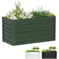 XMTECH Lit surélevé en métal 180x90x58 cm Rectangulaire Vert - Lit de jardin galvanisé en acier, inoxydable & résistant aux intempéries, pour légumes, herbes & fleurs