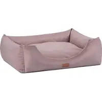 Adgo Lit pour chien Oaza Velvet avec rebord, lit pour animaux, lit, lit au sol, coussin pour chien, canapé pour chien, lit pour chat, panier pour chien, canapé pour chien, M (70 x 60, rose)