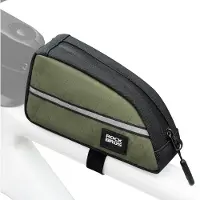 RockBros Sacoche de cadre de vélo en nylon Sacoche triangulaire allongée pour vélo pliant/pliable 0,8L Vert armée