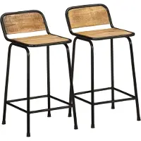 Syfax Tabourets de bar lot de 2 bois massif manguier brut