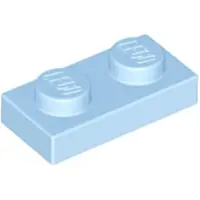 LEGO 50x 1x2 Plaques 3023 - Plaque Bleu clair - Bright Light Blue