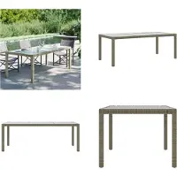 vidaXL Table de jardin Gris 190x90x75 cm verre dur et poly rotin - Table de jardin - Tables de jardin - Table de jardin à manger - Outdoor Esstisch