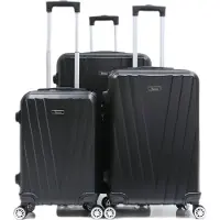 Cheffinger Valise de voyage valise 3 pièces coque dure trolley set valise bagage à main bagage sac de voyage ABS-06 noir