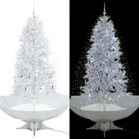 Syfax Arbre de Noël neigeux avec base de parapluie Blanc 190 cm
