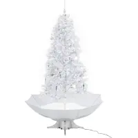 vidaXL Sapin de Noël à neige avec pied parasol blanc 190 cm