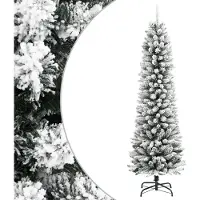 Syfax Sapin de Noël artificiel mince avec neige floquée 210 cm PVC/PE