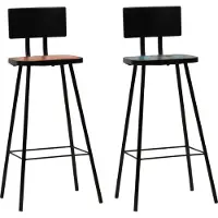 Syfax Tabourets de bar lot de 2 bois massif de récupération