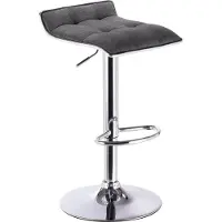 Sans marque Tabouret de bar – Gris foncé – Lin – Réglable – Mini-dossier – Hauteur d'assise 62–84 cm – 1 pièce