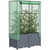 Prolenta Maison Exclusive - Potager surélevé avec serre intégrée aspect rotin 80x40x138 cm