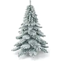 Northix Sapin de Noël artificiel 180 cm avec flocons de neige, pointes en PVC vert + blanc