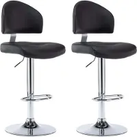Syfax Tabourets de bar lot de 2 noir similicuir