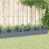 Prolenta Maison Exclusive - Jardinière avec piquets bleu gris 363,5x43,5x43,5 cm PP