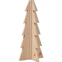 Syfax Arbre de Noël en bois pour décoration 49 cm bois massif de pin