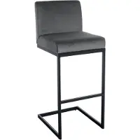 CLP Chaise de bar Hopewell B - velours, structure noire - gris foncé