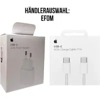 Apple 20W USB-C Power Adapter+ 1m 60W USB-C Cable Chargeur iPhone 16 15Pro Max Macbook iPad