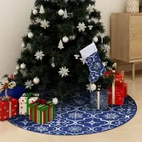 Prolenta Maison Exclusive - Jupe de sapin de Noël de luxe avec chaussette Bleu 90 cm Tissu