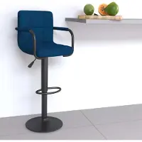 Prolenta Maison Exclusive - Tabouret de bar en velours bleu