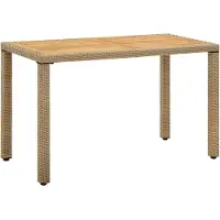 The Living Store Table de jardin Beige 123x60x74 cm Polyrotin et bois massif d'acacia