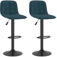 Syfax Tabourets de bar lot de 2 bleu velours