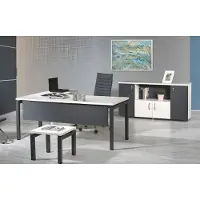 AEA Meubles Bureau Meuble de bureau d'angle Set 3pcs Bois Gris Table