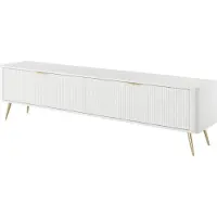 Furnlux Classic FURNLUX Support TV Lante Blanc et Or 200cm / Couleur principale : Blanc / Dimensions : 200 x 51 x 38 cm