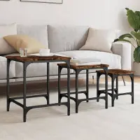 Prolenta Maison Exclusive - Tables gigognes 3 pièces Chêne fumé Matériau dérivé du bois